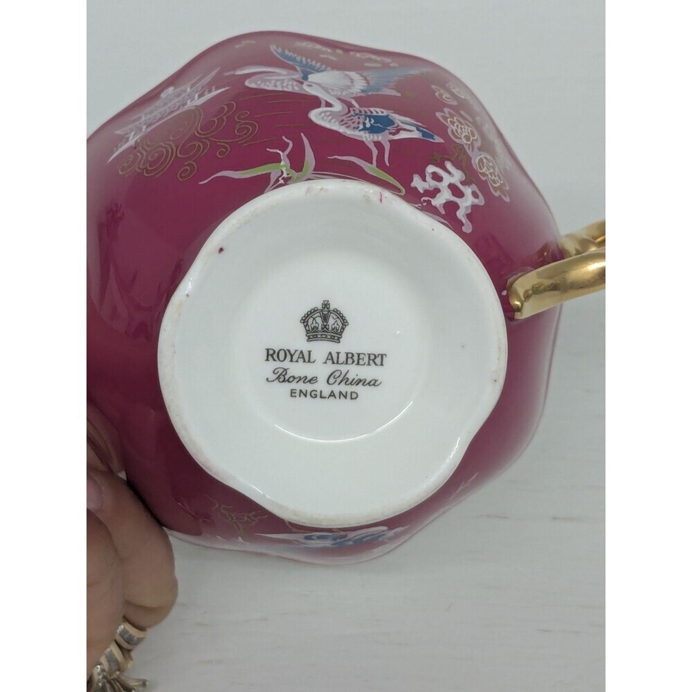 Royal Albert Bone China Replacement Cup Oriental Hot Pink Magenta Cranes Horses - Picture 6 of 8